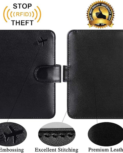 Passport Holder Cover Wallet RFID Blocking Leather Card Case Travel Accessories for Women Men (#Black)