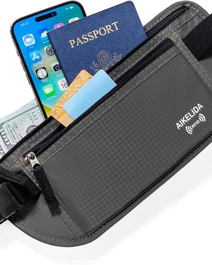 RFID Blocking Passport Holder - Money Belt & Travel Wallet, Travel Belt Bag Fanny Pack for Women Men