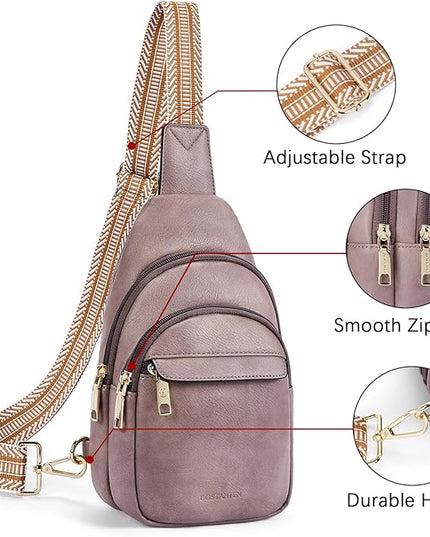 BOSTANTEN Small Sling Bag for Women Leather Crossbody Bags Fanny Pack Chest Bag for Travel