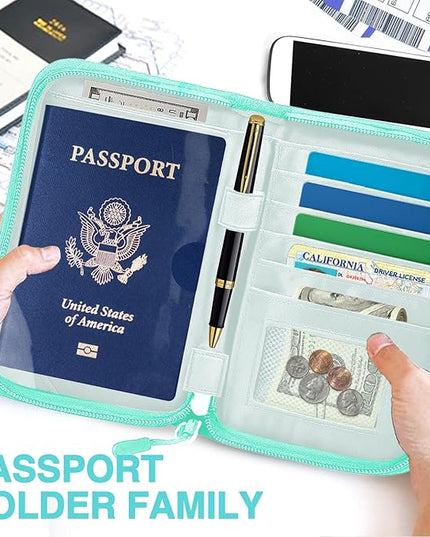 Passport Holder for Travel, Women Rfid Blocking Passport Wallet, Travel Essentials Premium Wallets, Waterproof Passport Holders Bag for Men Traveling, Travel Document Organizer Credit Cards Case
