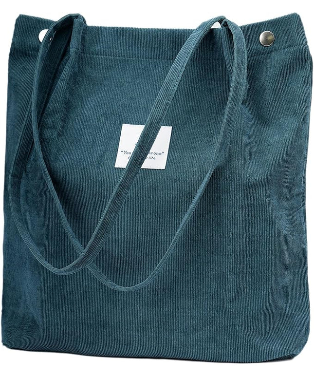 Corduroy Tote Bag Cute Tote Bags for Women Shoulder Bag with Inner Pocket for Work Beach Travel and Shopping Grocery