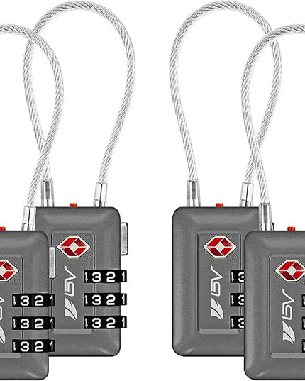 TSA Accepted Luggage Travel Lock, Set-Your-Own Combination Lock for School Gym Locker, Luggage Suitcase Baggage Locks, Filing Cabinets, Toolbox, Case (Slate Gray, 4 Pack)