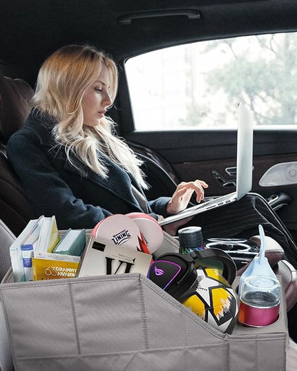 MULISOFT Car Seat Organizer - Backseat Organizer with 11 Storage Compartments and 2 Cup Holders for Travel, Kids