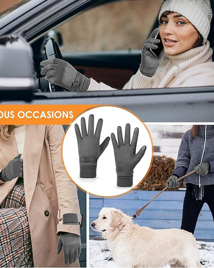 Cold Weather Womens Gloves, Winter Gloves for Women Thermal Warm Fleece Lined, Touchscreen Gloves for Christmas Gifts