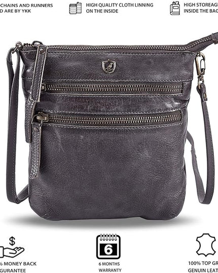Crossbody Sling Bag for Women Small Real Leather Purse Vintage Travel Crossover Shoulder Bag Handmade