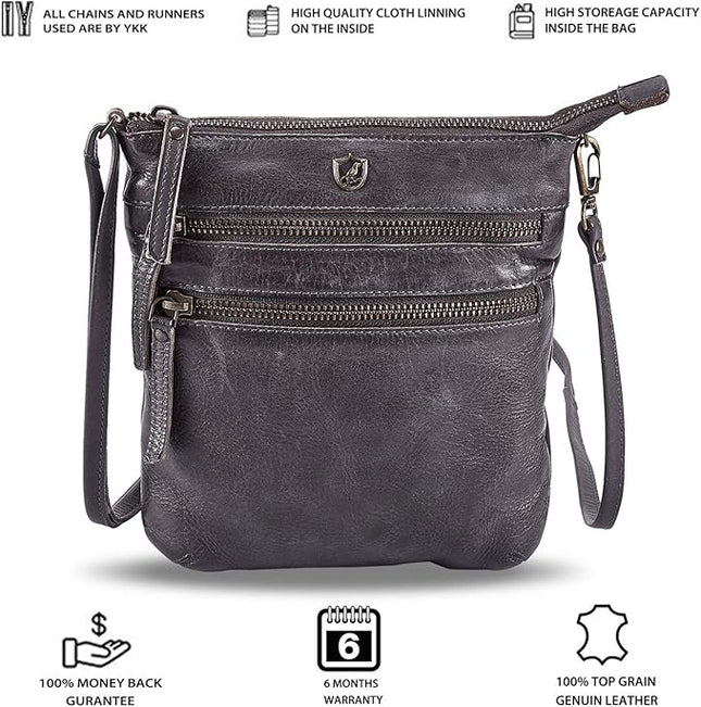 Crossbody Sling Bag for Women Small Real Leather Purse Vintage Travel Crossover Shoulder Bag Handmade