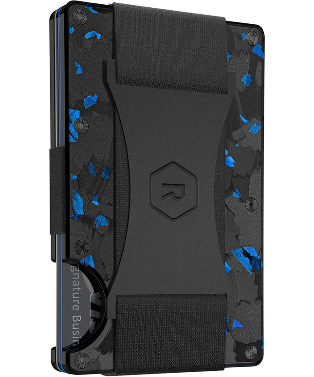 The Ridge Wallet for Men - Slim Minimalist Compact Wallet and Card Holder, RFID Protected Front Pocket Wallets with Integrated Cash Strap (Forged Pacific)