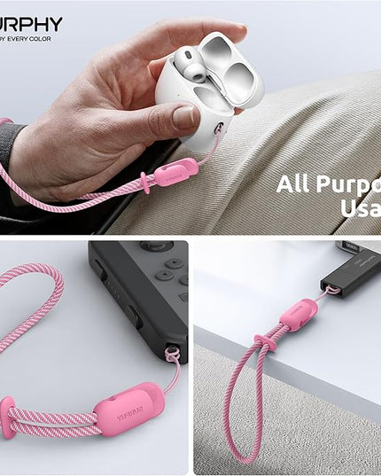SURPHY 2 Pack Phone Lanyard for Cellphone Case, Phone Wrist Strap for Case, Cellphone Strap with 2-Color Braided, Charm Wrist Lanyard for Women and Men, Rose Pink & Gray