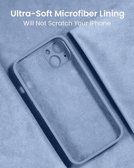 FireNova Designed for iPhone 13 Case, Silicone Upgraded [Camera Protection] Phone Case with [2 Screen Protectors], Soft Anti-Scratch Microfiber Lining Inside, 6.1 inch, Light Blue
