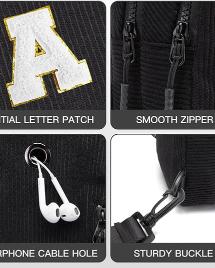 Viverte Small Corduroy Sling Bag Initial Crossbody Bag Fanny Pack for Girls Personalized Birthday Gifts for Teen Girls Gifts