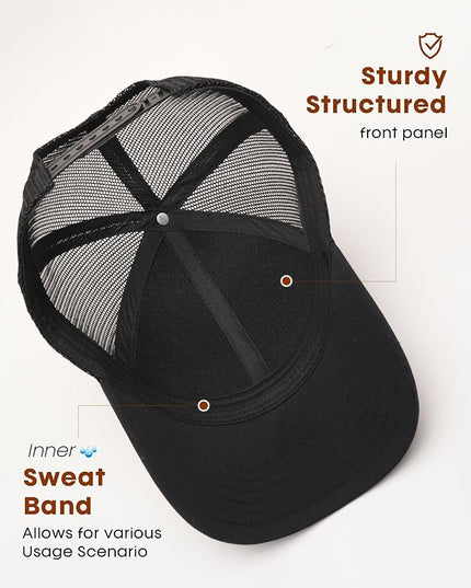 FURTALK Mens Trucker Hat Structured Mesh Baseball Cap Adjustable Classic Mens Hat