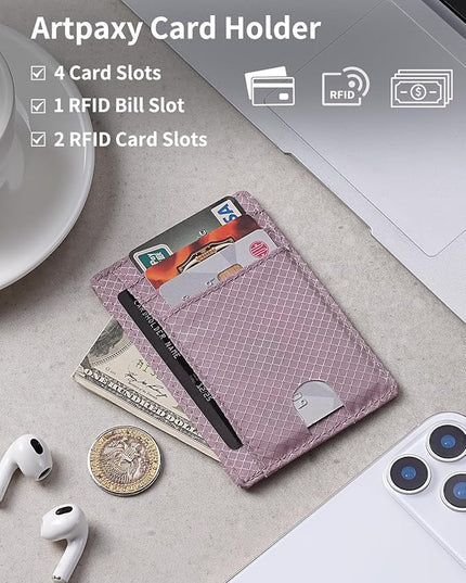 Artpaxy Slim Wallet for Men & Women, Minimalist Front Pocket Card Holder for Travel, RFID Blocking, Water Resistant Nylon Wallet for ID & Cash & Credit Card