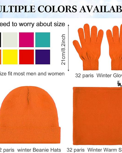 Yunsailing 48Pcs Bulk Winter Beanie Hat Scarf Gloves Winter Set for Men Women Knit Beanies Homeless Care Package Supplies