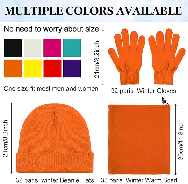 Yunsailing 48Pcs Bulk Winter Beanie Hat Scarf Gloves Winter Set for Men Women Knit Beanies Homeless Care Package Supplies