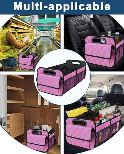 Deosk Car Trunk Organizer for SUV, Car Organizers and Storage with 6 Pocket, Car Accessories for Women/Men 50L Waterproof Polyester Trunk Organizer(Medium,Pink)