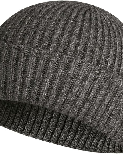 ROYBENS Swag Wool Knit Cuff Short Fisherman Beanie for Men Women, Winter Warm Hats