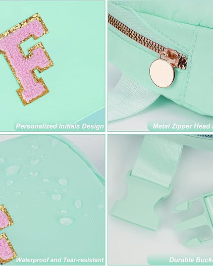 Uygafly Belt Bag Fanny Pack Crossbody Bags with Initials Letter Patch Cute Stuff Birthday Gifts for Teenager Girls Trendy Stuff for Teens | F,Light Green