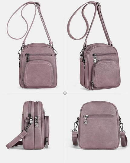 FADEON Small Purses for Women Crossbody Bags, Designer PU Leather Mini Cross Body Purse Travel Shoulder Bag Card Slots