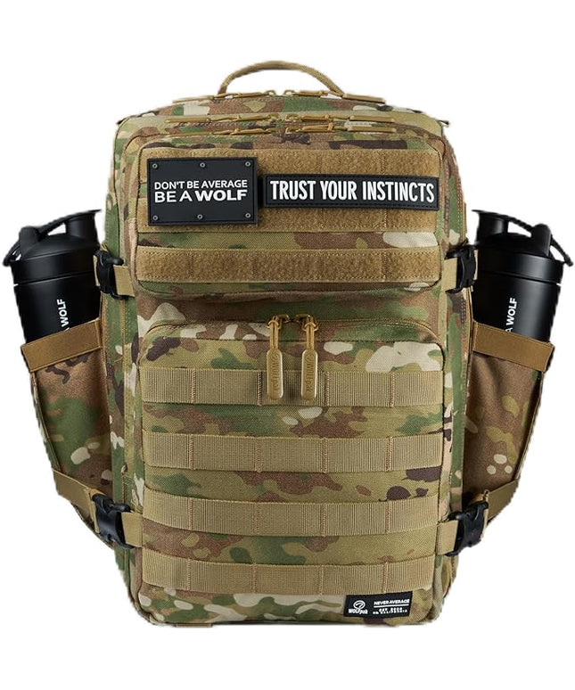 WOLFpak 35L Athletic Gym Backpack - Durable 1000D Waterproof Oxford Material with MOLLE Webbing, Laptop Pocket & Dual Cup Holders, Durable Fitness/Travel/Military Daypack (OCP Camo)