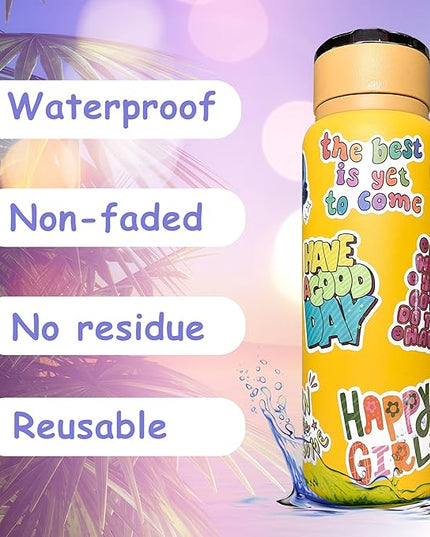 130 Pcs Motivational Holographic Stickers for Teens Adults - Inspirational Scrapbook Decals for Journaling, Waterproof Vinyl Mental Health Quotes for Laptops Bottles