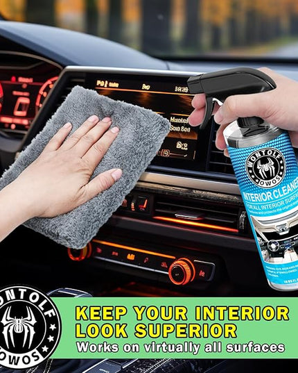 Wontolf Complete Car Wash Cleaning Kit, Car Interior Detailing Kit with Car Wash Soap, Interior Detailing Cleaner, Wheel Cleaner, Wheel Brush, Dying Towel, for Cars Trucks RVs SUVs