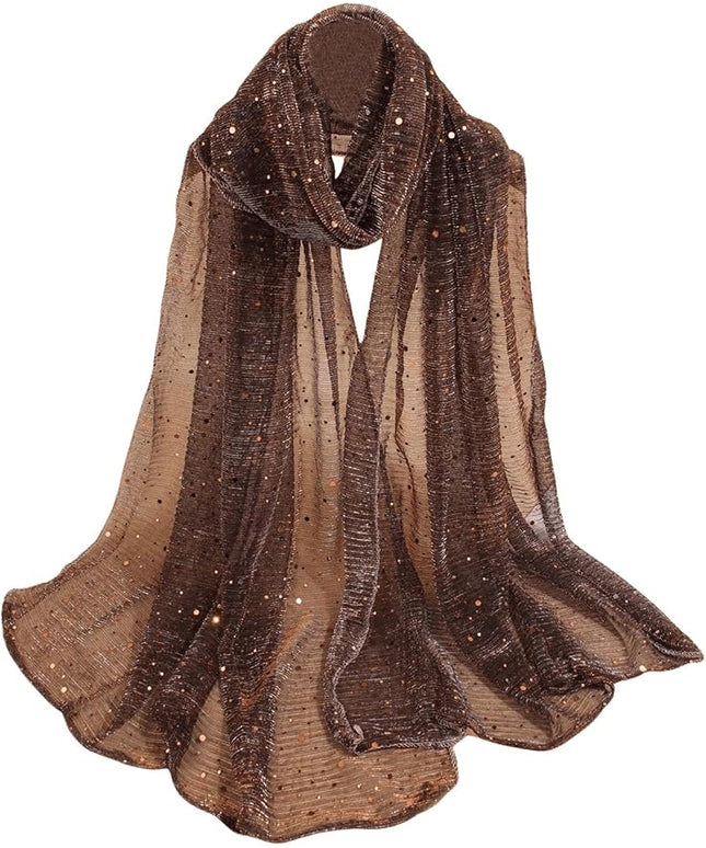 Floerns Women's Sequin Bandana Square Scarf Silk Scarves Mesh Shawl and Wrap for Evening Dresses