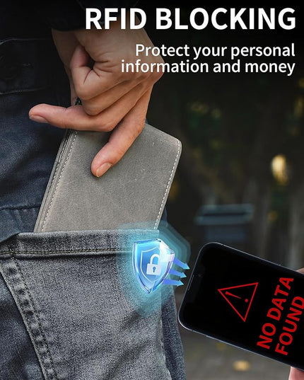Artpaxy Mens Wallet Bifold Genuine Leather RFID Blocking Wallet for Men with 1 ID Windows 13 Card Holders 2 cash pockets 1 Gift Box