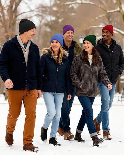 Cooraby 12 Pack Knitted Winter Beanie Cold Weather Acrylic Warm Skull Cap Cuff Watch Hat for Men or Women Homeless Donation
