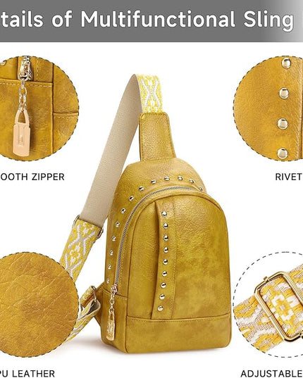 FALAN MULE Crossbody Bags for Women Trendy Leather Sling Chest Bag Fanny Packs for Women