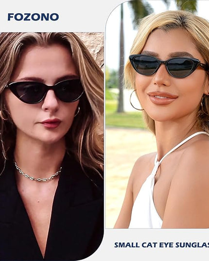 Retro Vintage Narrow Cat Eye Sunglasses for Women 90s Small Chic Style Trendy Sunnies UV400 Protection FZN7514