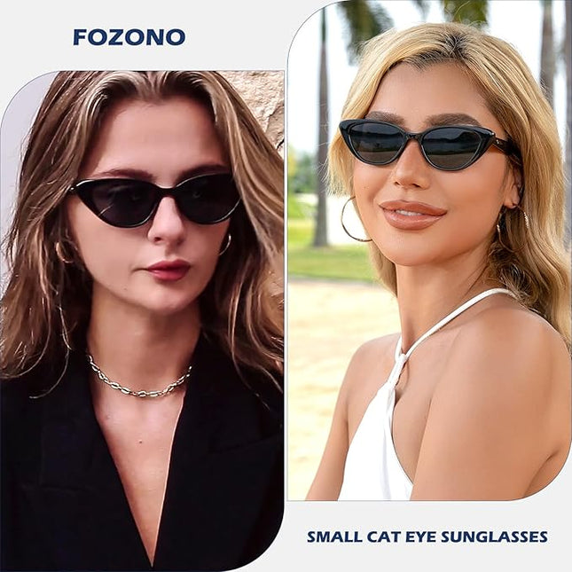 Retro Vintage Narrow Cat Eye Sunglasses for Women 90s Small Chic Style Trendy Sunnies UV400 Protection FZN7514
