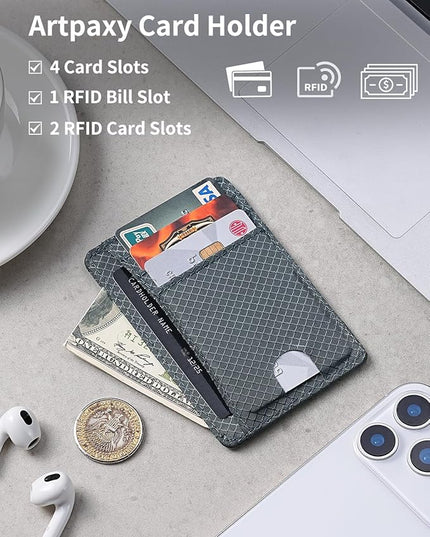 Artpaxy Slim Wallet for Men & Women, Minimalist Front Pocket Card Holder for Travel, RFID Blocking, Water Resistant Nylon Wallet for ID & Cash & Credit Card