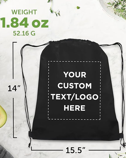 DISCOUNT PROMOS Custom Non-Woven Drawstring Backpacks Set of 10/50/100, Personalized Bulk Pack