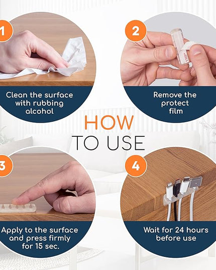 GLUIT Adhesive Desktop Cable Organizer Versatile Cord Holders Wire Clips and Cable Holder Cord Organizer for Desk Table Accessories Office Spaces New Transparent 5 Pack