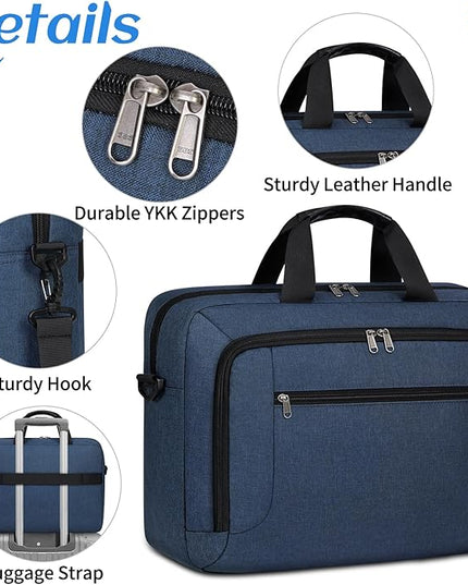 Laptop Bag 17.3 Inch Laptop Briefcase Large Waterproof Laptop Case for Men Women Business Office Work Computer Bag 17 Inch Adjustable Shoulder Messenger Bag, Blue