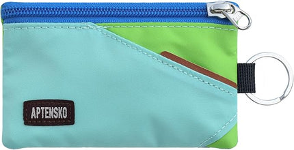 RFID Blocking Small Travel Wallet with Adjustable & Detachable Lanyard for Women&men- Minimalist Nylon Zipper Pouch with ID Card Holder, Keychain for Cash, Key, Coin (MintAqua+Green)
