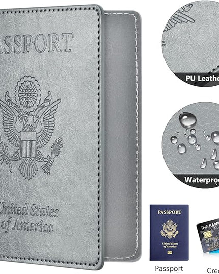Eoehro Passport Holder for Travel Essentials-2Pack, Passport Wallet Cover Case for Travel Must Haves Accessories,Passport Book Holders for Women and Men