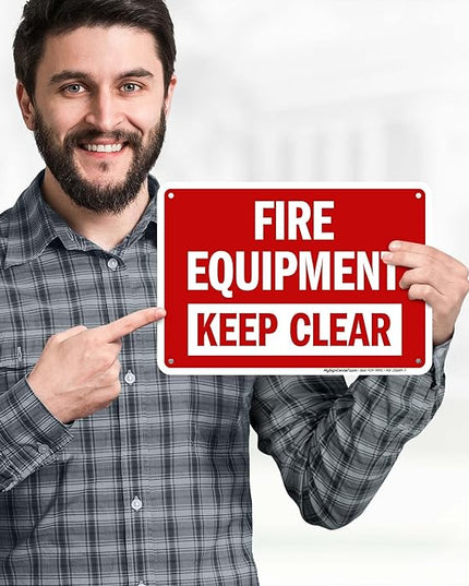 Fire Equipment Keep Clear Sign, 10x7 Inches, Rust Free .040 Aluminum, Fade Resistant, Made in USA by My Sign Center
