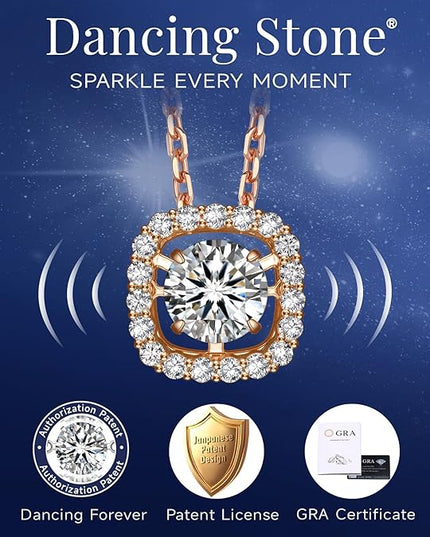MomentWish Floating Necklace for Women, 0.5/1 Carat Dancing Moissanite Necklace for Her 925 Sterling Silver Pendant Anniversary Birthday Christmas Gift for Wife Mom Girlfriend