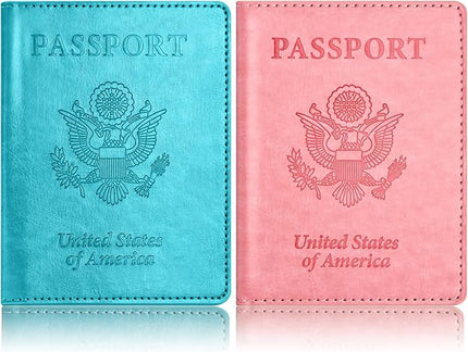 Eoehro Passport Holder for Travel Essentials-2Pack, Passport Wallet Cover Case for Travel Must Haves Accessories,Passport Book Holders for Women and Men