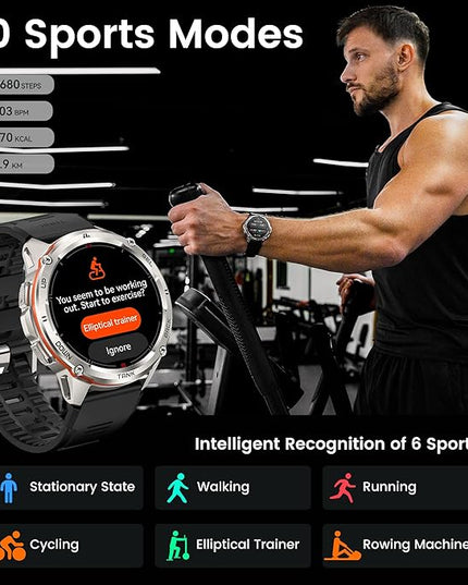 KOSPET Tank T3 Ultra Smart Watch GPS for Men, 5ATM Waterproof, Pressure&Altitude&Compass, Extra-Large Battery, Full Metal Body Rugged Military Smartwatch Bluetooth Calling-1.43” AMOLED Display