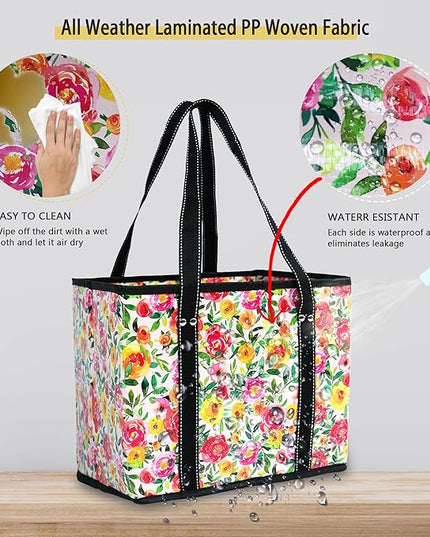 BeeGreen Large Waterproof Reusable Bags Christmas Heavy Duty Shopping Tote for Groceries Pool Gift with Webbing Handles