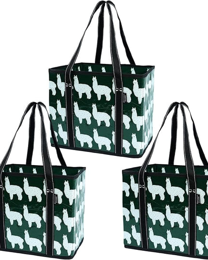 BeeGreen Large Waterproof Reusable Bags Christmas Heavy Duty Shopping Tote for Groceries Pool Gift with Webbing Handles