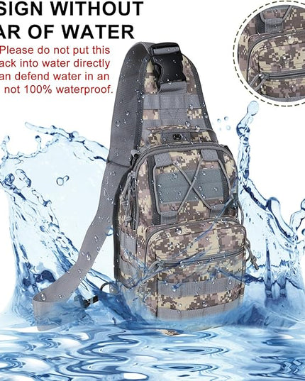 Qcute Tactical Backpack, Waterproof Military Cross-body Molle Sling Shoulder Backpack Chest Bag for Outdoor Every Day Carry