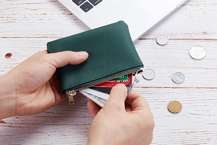 Chelmon Vegan Leather Coin Purse Pouch Change Purse With Zipper For Men Women