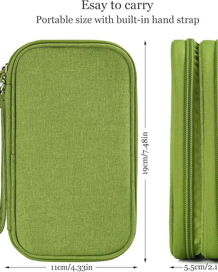 Electronic Organizer Travel Cable Accessories Bag, Electronic Organizer Case, Electronic Accessories Organizer Bag for Power Bank, Charging Cords, Chargers, Mouse, USB Cable, Earphones (Green)
