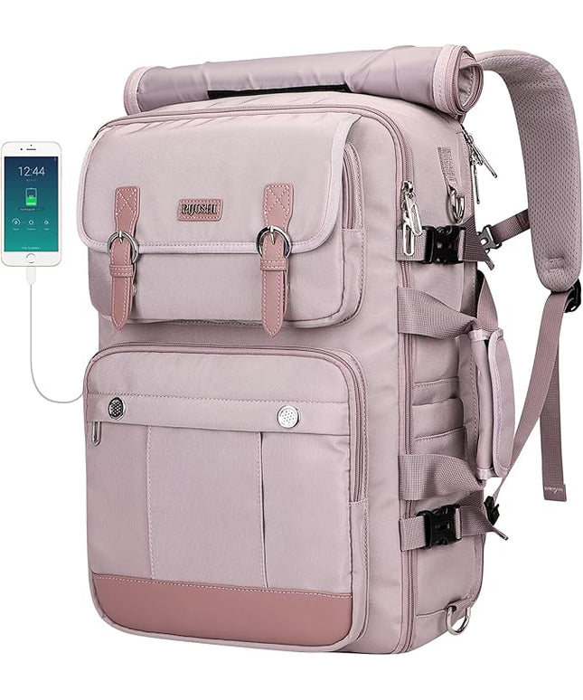 PIJUSHI Travel Backpack for Women Carry on Luggage Backpack Convertible Large Laptop Duffel Bag for Airplanes(PE049 Ashen Purple)