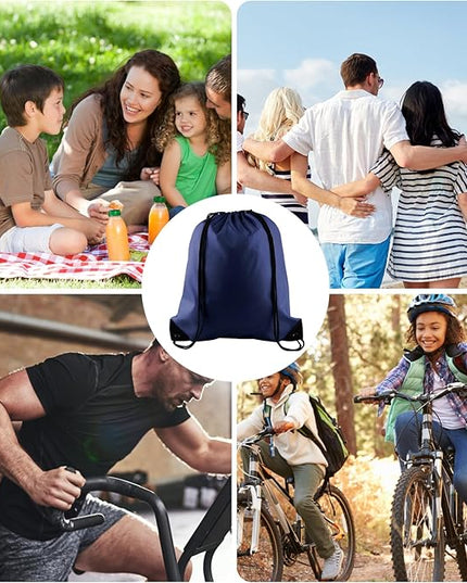 KUUQA Drawstring Backpack, 25Pcs Navy Blue, Lightweight Gym Bag for Sports, Travel, Yoga