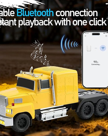 American Truck Bluetooth Speaker with HD Sound, TWS Pairing, LED Party Light, Operation Panel, Built-in Mic, Portable Car Model Speaker for Parties, Beach, Outdoor Activities (Yellow)