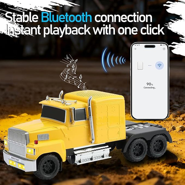American Truck Bluetooth Speaker with HD Sound, TWS Pairing, LED Party Light, Operation Panel, Built-in Mic, Portable Car Model Speaker for Parties, Beach, Outdoor Activities (Yellow)